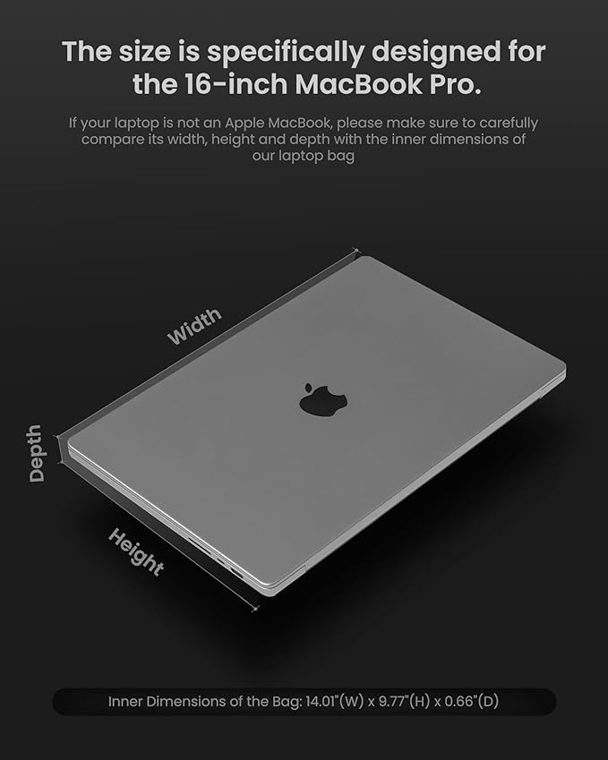 tomtoc Slim Laptop Sleeve for 16-inch New MacBook Pro 2026 M5/M4/M3/M2/M1 Pro/Max A3428 A3429 A3403 A3186 A2991 A2780 A2485, Water-Resistant Laptop Case Bag for Dell XPS 16 Laptop, Minimalist Design
