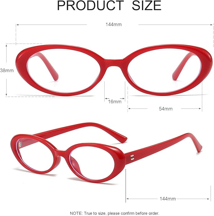 JOVAKIT Oval Blue Light Blocking Glasses for Women Men Vintage Fashion Small 90s Retro Oval Frame Style Eyeglasses