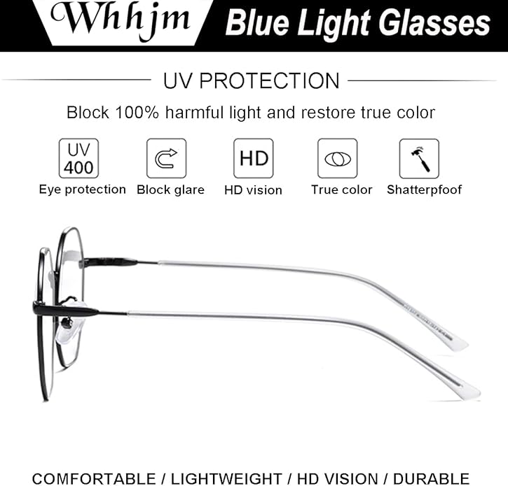 Polygon Blue Light Blocking Glasses for Women Men Retro Octagon Square Non-prescription Metal Frame Eyeglasses