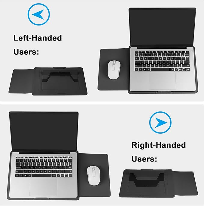 HoYiXi 15.6" Laptop Sleeve Case PU Leather with Stand Compatible with MacBook Pro 16/15.4'' MacBook Pro 15, Mac Air 15/ Dell, Matebook,Asus,15-16'' Laptop Bag,(Patent Pending),Black