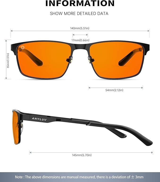 ANYLUV Blue Light Glasses for Men/Women, Lightweight Blue Light Blocking Glasses, Anti-Eye Strain Computer Glasses for Gaming