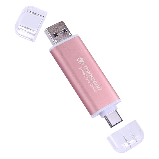 Transcend ESD310 2TB External SSD, Up to 1,050MB/s, Dual USB Drive for iPhone17,16,15, iPad&Mac/Tesla/Steam Deck/ROG Ally/MSI Claw/Android/PS5, 2-in-1 Type C &A, USB 3.2 Gen2 Portable SSD - Pink by Transcend