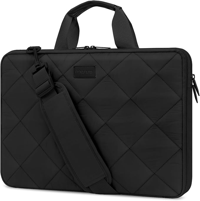 MOSISO 360 Protective Laptop Shoulder Bag, 13-13.3 inch Double Layer Fluffy Padded Laptop Bag with Anti-theft Zipper Compatible with MacBook, HP, Dell, Lenovo, Asus Notebook, Black