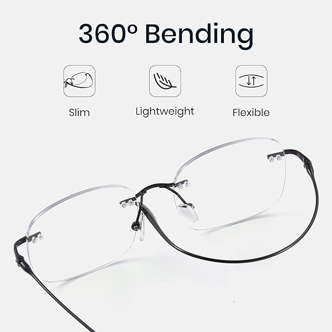 Cyxus Titanium Blue Light Glasses for Men Frameless Rimless Glasses UV protection Eyeglasses
