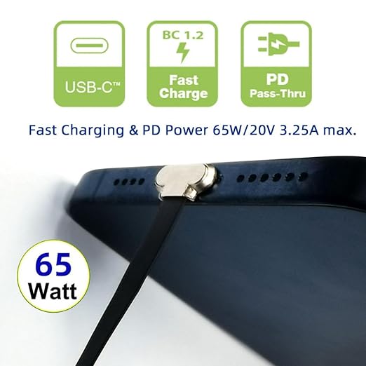 chenyang 2 Pack 2.76Inch USB C Short Flat Cable,USB 2.0 Type C Dual 90 Degree Angled PD 65W Fast Charge Data Extension Cable for Power Bank