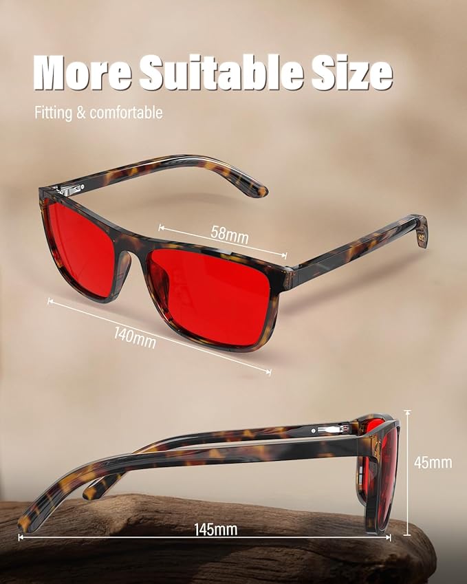Bloomoak 100% Red Lens Blue Green Light Blocking Glasses- Dual AR Coatings Sleep Glasses Before Bed - Anti Glare, Fatigue