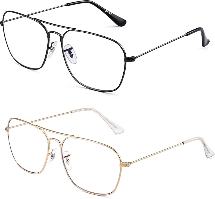 JM Aviator Blue Light Blocking Computer Glasses, Square Eye Protect Video Eyeglasses Anti Glare Men Women
