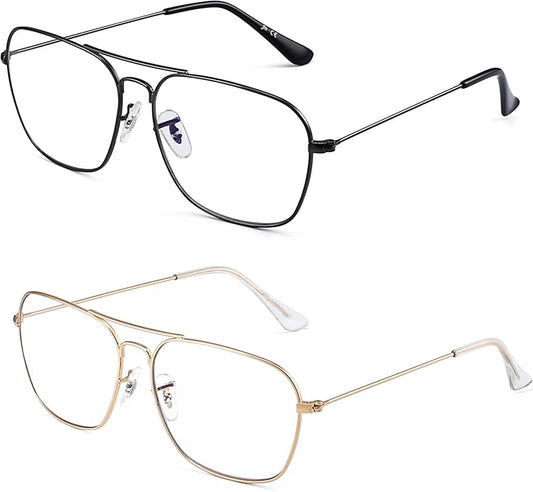 JM Aviator Blue Light Blocking Computer Glasses, Square Eye Protect Video Eyeglasses Anti Glare Men Women