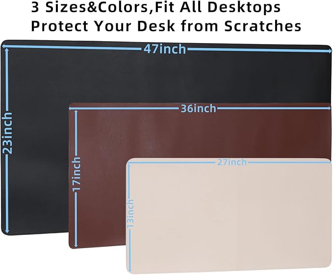 Desk Blotter Pad,36x17 inch PU Leather Computer Mouse Mat,Non-Slip Waterproof Writing Desktop Protector for Office Home,Large,Beige White
