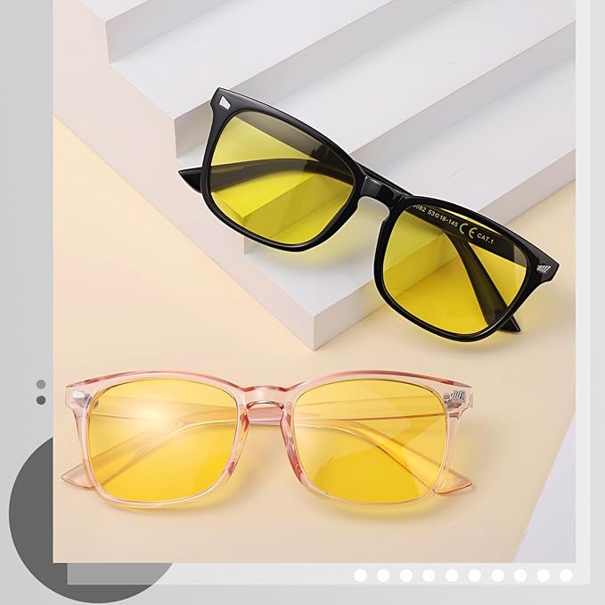 Polarized Sunglasses for Women Men, Night Driving Glasses Anti Glare Yellow Lens UV 400 for Day Night Use