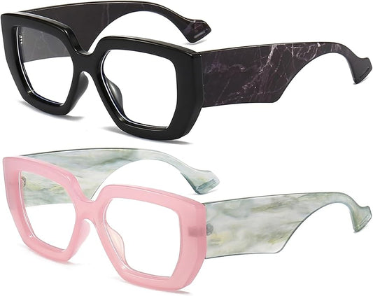 AIEYEZO Thick Frame Blue Light Glasses Men Women, Fashion Square Computer Eyeglass Anti Eyestrain & Prevent Headache
