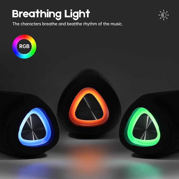 Bluetooth Speakers Wireless with 20W Loud Stereo Sound, TWS Pairing for Outdoor, IPX6 Waterproof Shower Speakers, 36H Playtime, Built-in Mic Radio Mode RGB Lights