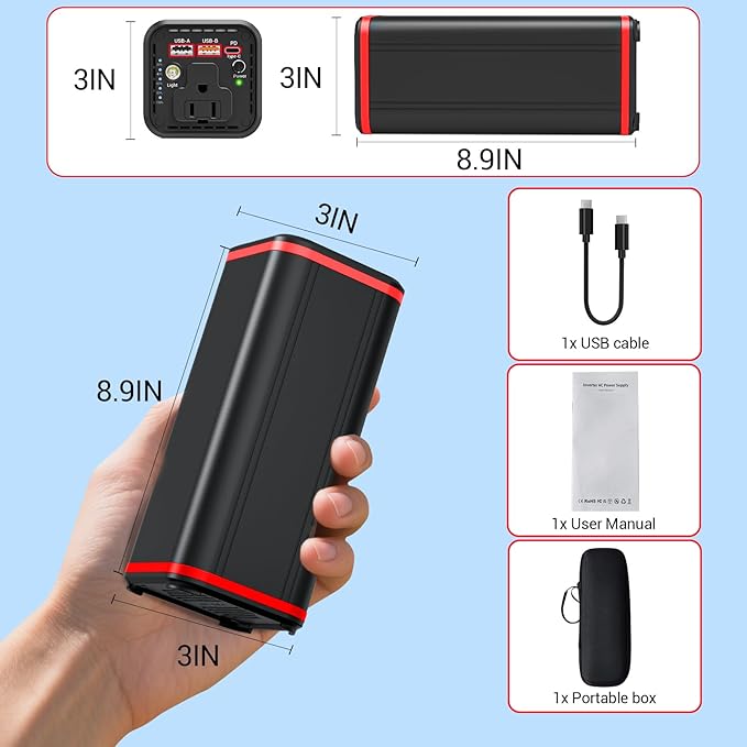 Portable Laptop station for 27000mAh 98Wh, Power Bank with AC Outlet 65W PD Fast Charging External Battery Pack, Mini Portable Power Station for MacBook Pro Dell HP Travel Camping Airline Approved