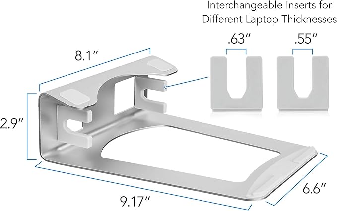 Mount-It! Vertical Laptop Stand for Desk, 2-in-1 Aluminum Laptop Holder & Angled Riser for 11–15 Inch Laptops, Space-Saving Laptop Dock for External Monitor Setup, Silver