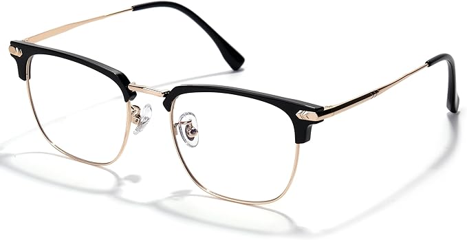 ZanyLen Blue Blocker Glasses for Men Metal Browline Computer Gaming Glasses Filter Blue Ray