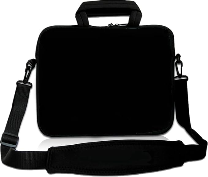 RICHEN 14 15 15.4 15.6 inch Laptop Shoulder Bag Messenger Bag Notebook Handle Sleeve Neoprene Carrying Case with Accessories Pocket (14-15.6 inch, Pure Black)