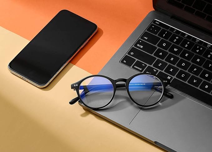 HJSTES Vintage Blue Light Glasses for Women Men Round Bluelight Blocking Glasses Thick TR90 Frame Eyeglasses