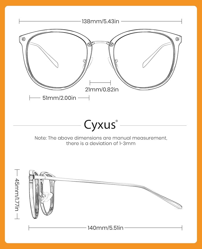 Cyxus 2 Pack Blue Light Glasses for Women, Anti Blue Light Eyeglasses for Woman Reduce Eye Fatigue Eyewear and Headaches