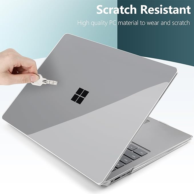 Batianda Premium Crystal Case for Microsoft Surface Laptop 13.8-inch Touchscreen 2024 (7th Edition) Lightweight Durable Scratch-Resistant Easy Install, with Keyboard Cover & Screen Protector, Clear