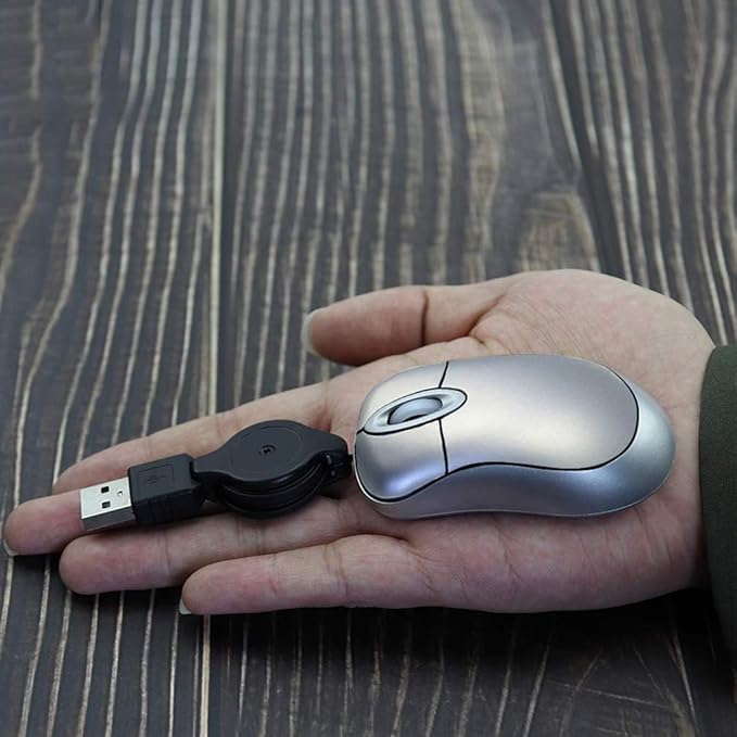 Wired Mouse Mini Small Travel Mice with Retractable Cable Portable Compact Pocket Tiny Handheld Little Optical USB-A Mouse for Laptop PC Computer Macbook Kids Girl Boy Women Men Small Hands Gift