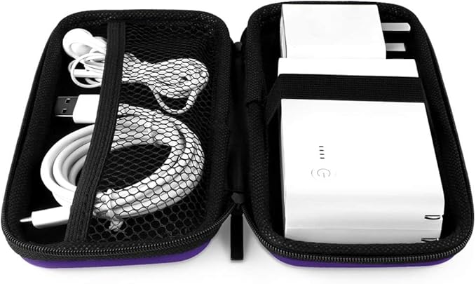 iMangoo Travel Essential Electronics Organizer Charger Case, Shockproof Dual Zipper Power Bank Cables Tech Accessories Pouch Purse, Men & Women Travel Must Have Storage Bag, 6.5x3.2x1 inch Purple