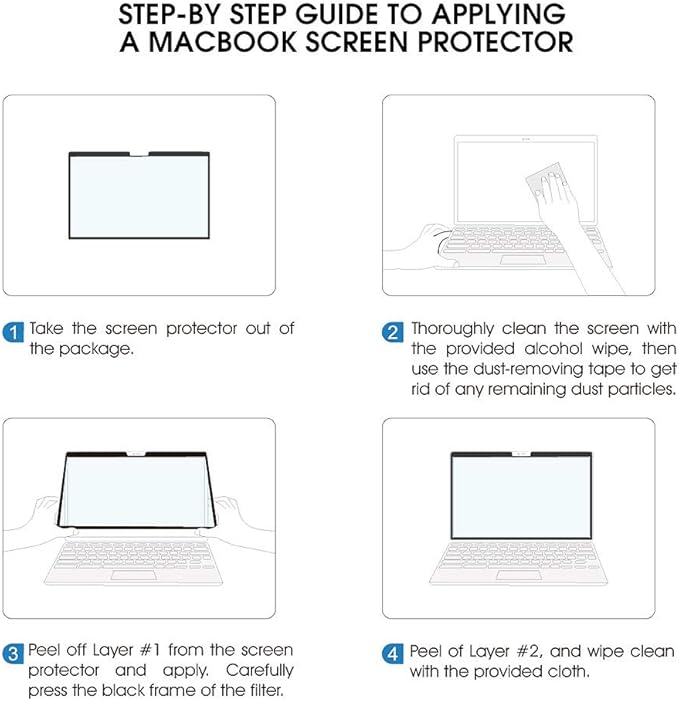 PYS Screen Protector for MacBook Pro 13 Inch (2016-2022, M1/M2) / MacBook Air 13 Inch (2018-2020, M1), Anti Blue Light and Anti-Glare, Anti-Fingerprint, Easy to Install, Relieve Eye Strain