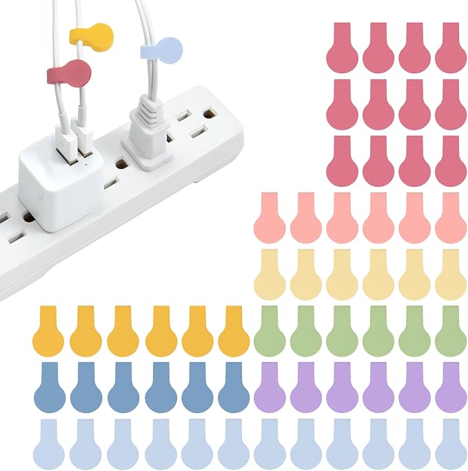 Wrap-It Storage Cable Labels - Mini, Macaron (60 Pack) - Colorful Charger & Wire Labeler for Cord Organization by Wrap-ItStorage