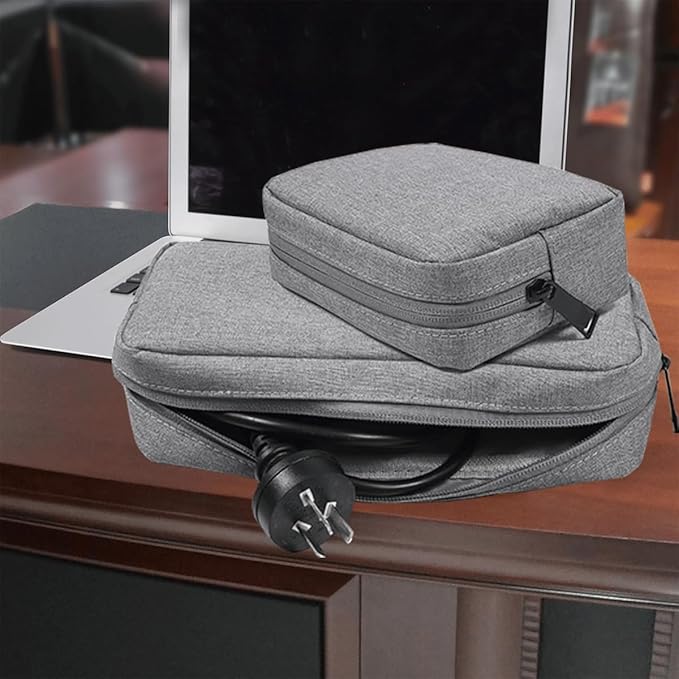 Electronic Cable Organizer Bag, Travel Accessories Carry Case Portable Waterproof Electronics Organizer Case for Cable, Cord, Charger, Phone, Power Bank, Earphone (Big-Light Grey)