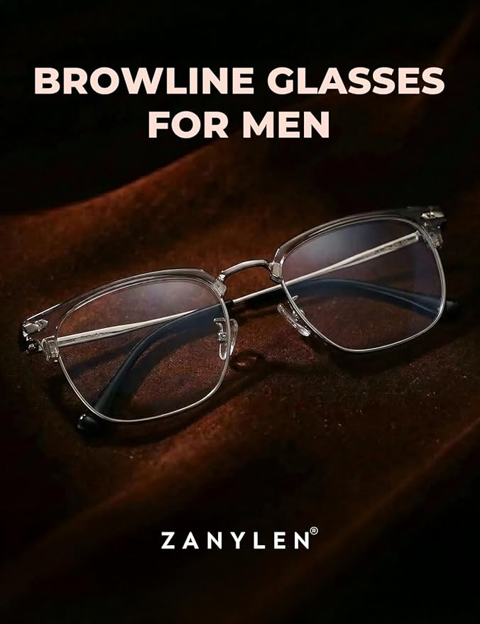 ZanyLen Blue Blocker Glasses for Men Metal Browline Computer Gaming Glasses Filter Blue Ray