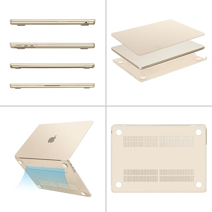 MOSISO Compatible with MacBook Air 13 inch Case M5 2026 M4 2025 M3 M2 2024-2022 A3449 A3240 A3113 A2681,Hard Shell&Keyboard Cover&Screen Film&Pouch for MacBook Air 13.6 inch Case, Starlight