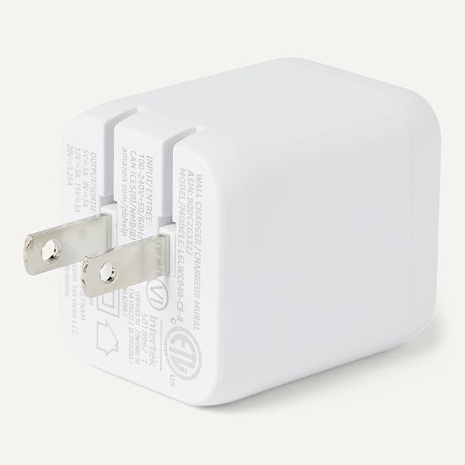 Amazon Basics Fast Charging USB C Nano GaN Wall Charger, 65W 1-Port PD 3.1 for Laptops Tablets Phones, White