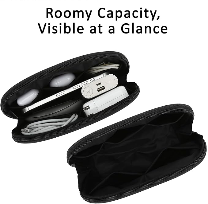 E-Tree Small Tech Pouch, Electronics Accessories Storage Bag, Travel Electronic Organizer Case Compatible with MacBook Laptop Charger Mouse Adapter Hub Cell Phone Cord Cable Powerbank