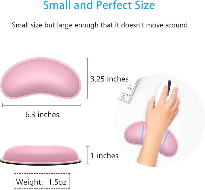 Dapesuom Mouse Wrist Rest, Ergonomic Memory Foam Mouse Wrist for Computer Desk Mats Support, PU Leather Hand Rest Pad Cushion for Gaming, Laptop, Men, Women, Pain Relief & Easy Typing, Rose Pink