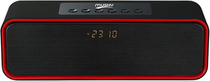 Portable Bluetooth Speaker, with10W Acoustic Driver, LED Display, FM Radio, Alarm Clock, Handsfree Speakerphone, Slots for Micro SD Card & USB & AUX-in, for Smart Phone, Tablet and More(DY22L-Black)