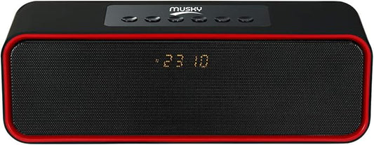 Portable Bluetooth Speaker, with10W Acoustic Driver, LED Display, FM Radio, Alarm Clock, Handsfree Speakerphone, Slots for Micro SD Card & USB & AUX-in, for Smart Phone, Tablet and More(DY22L-Black)