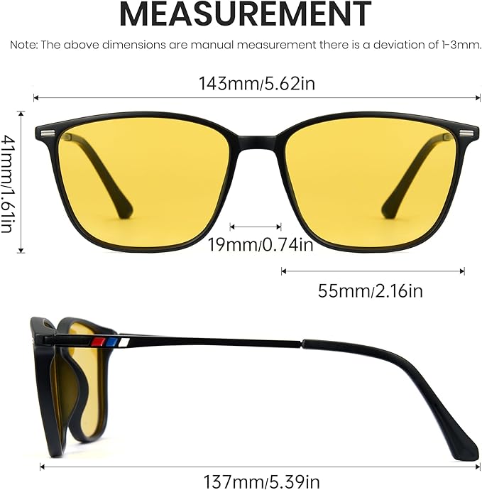 Cyxus Night Vision Glasses for Driving, TR90 Blue Light Blocking Glasses, Photochromic Anti Glare Night Driving Glasses for Men Women, UV Protection Day Night Use Eyewear 8208