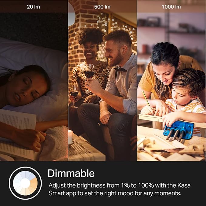 Kasa Smart Light Bulbs,1000 Lumens High Brightness,16M Color Changing,Dimmable Smart WiFi Light Bulb,Compatible with Alexa and Google Home,A19,2.4GHz Wi-Fi only,No Hub Required,KL135,(Pack of 8)