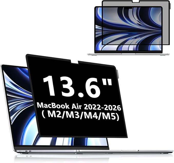FILMEXT MacBook Air M2 13.6-inch Screen Protector, Privacy Shield, 2022 Release (A2681), Polyethylene Terephthalate, 1 Piece