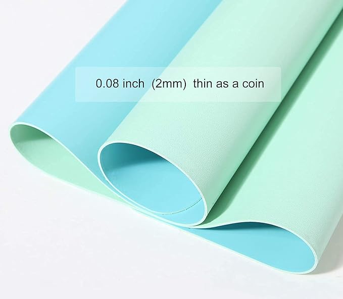 Dual Sided PU Leather Desk Pad, Mouse Pad, Office Desk Mat, Non-Slip Laptop Desk Pad, Waterproof Desk Writing Pad for Office and Home (23.6" x 11.8", Green+Blue)