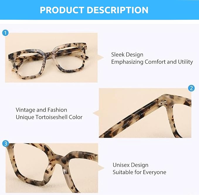 Firmoo Oversized Blue Light Glasses for Women Men Large Frame Anti Eyestrain & UV Protection Computer Gaming Blue Blocker Eyeglasses(Pattern)