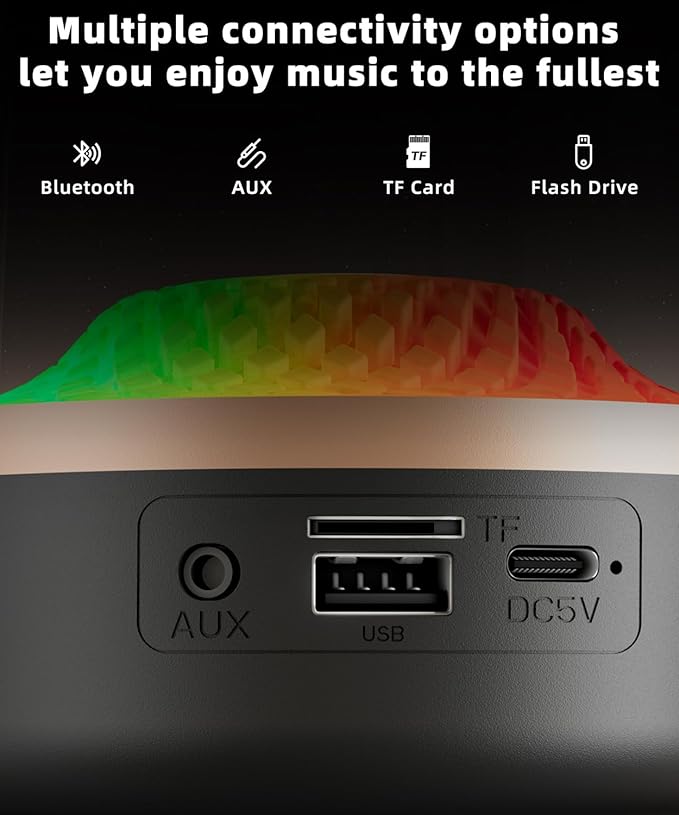 Bluetooth Speaker with HD Sound and Lights, Portable Wireless, Long-Lasting Battery Life, TWS Pairing, for Home/Party/Outdoor/Travel/Beach, Stocking Stuffers, Gifts for Adults (Black - 2)