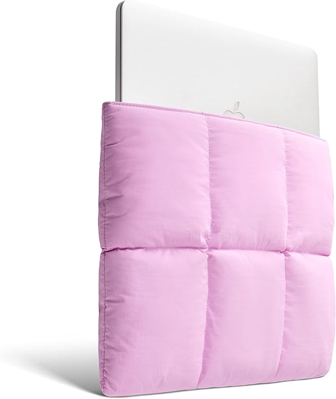 Comfyable Puffy Laptop Sleeve 13 Inch 14 Inch, Quilted Puffer Laptop Carrying Case for Women, Pillow Case Compatible with MacBook Air/Pro M5 M4 M3 M2 Pro/Max 2026, 13" MacBook Neo A18, Lavender Pink