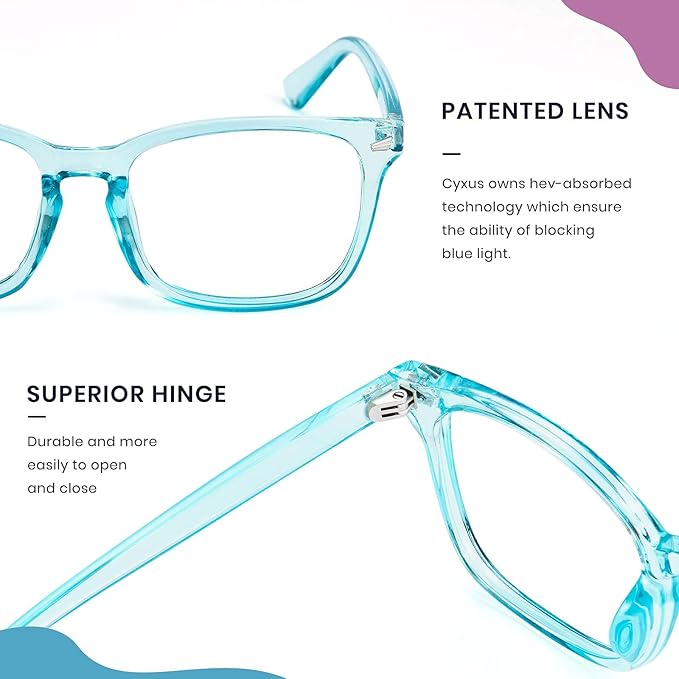 Cyxus Blue Light Glasses Men Women Reduce Eye Strain UV Blocking for Office Work Computer Screen 8082