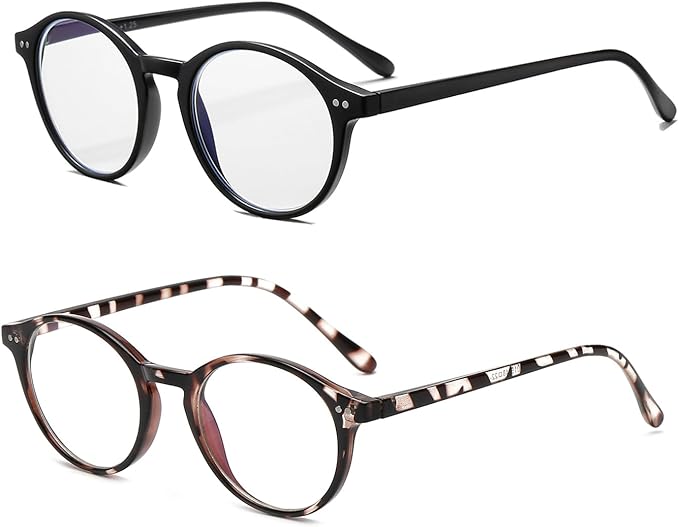 HJSTES Vintage Blue Light Glasses for Women Men Round Bluelight Blocking Glasses Thick TR90 Frame Eyeglasses