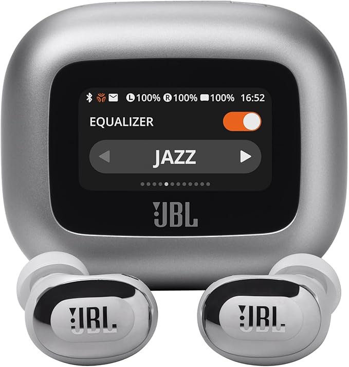 JBL Live Buds 3 - True Wireless Noise-Cancelling Bud-Type Earbuds, 40Hrs Total Playback, Wireless Charging, 6 Mics for Perfect Calls, Multi-Point Connection, IP55 Waterproof and dustproof (Silver)