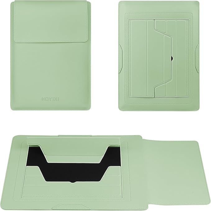 HoYiXi 13.3'' /13.6'' Laptop Sleeve Case PU Leather with Stand Compatible with MacBook Pro 14/MacBook Air 13(M1 M2)/ASUS Vivobook 14/Dell XPS 13/ASUS Matebook,13-14'' Laptop Bag,Green
