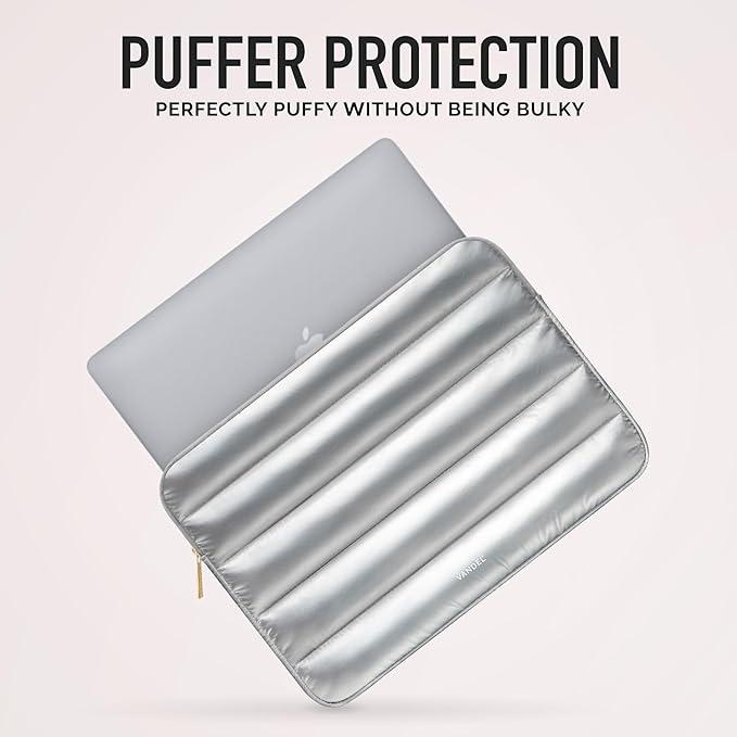 VANDEL - The Original Puffy Laptop Sleeve 13-14 Inch. White Laptop Sleeve for Women. Carrying Case Cover MacBook Pro 14 in, MacBook Air 13 Inch, iPad Pro 12.9, Dell, Asus, HP