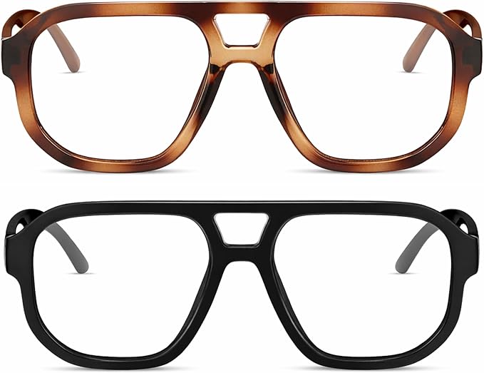 livho Retro Aviator Blue Light Blocking Glasses for Women Men with Soft Case, Trendy Rectangle Computer Eyeglasses