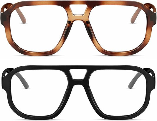 livho Retro Aviator Blue Light Blocking Glasses for Women Men with Soft Case, Trendy Rectangle Computer Eyeglasses