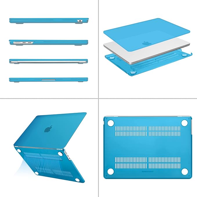 MOSISO Compatible with MacBook Air 13 inch Case M5 2026 M4 2025 M3 M2 2024-2022 A3449 A3240 A3113 A2681, Hard Shell&Keyboard Cover&Screen Film&Type C for MacBook Air 13.6 inch Case, Aqua Blue